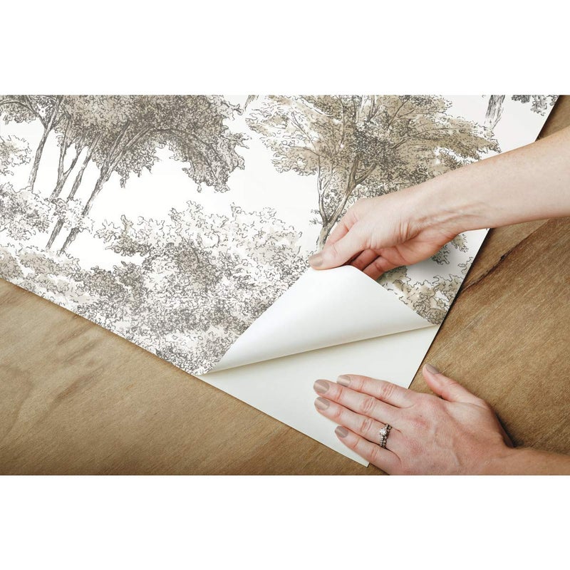 RoomMates RMK11614WP Old World Trees Gray and Beige Peel and Stick Wallpaper, Roll - Image 4